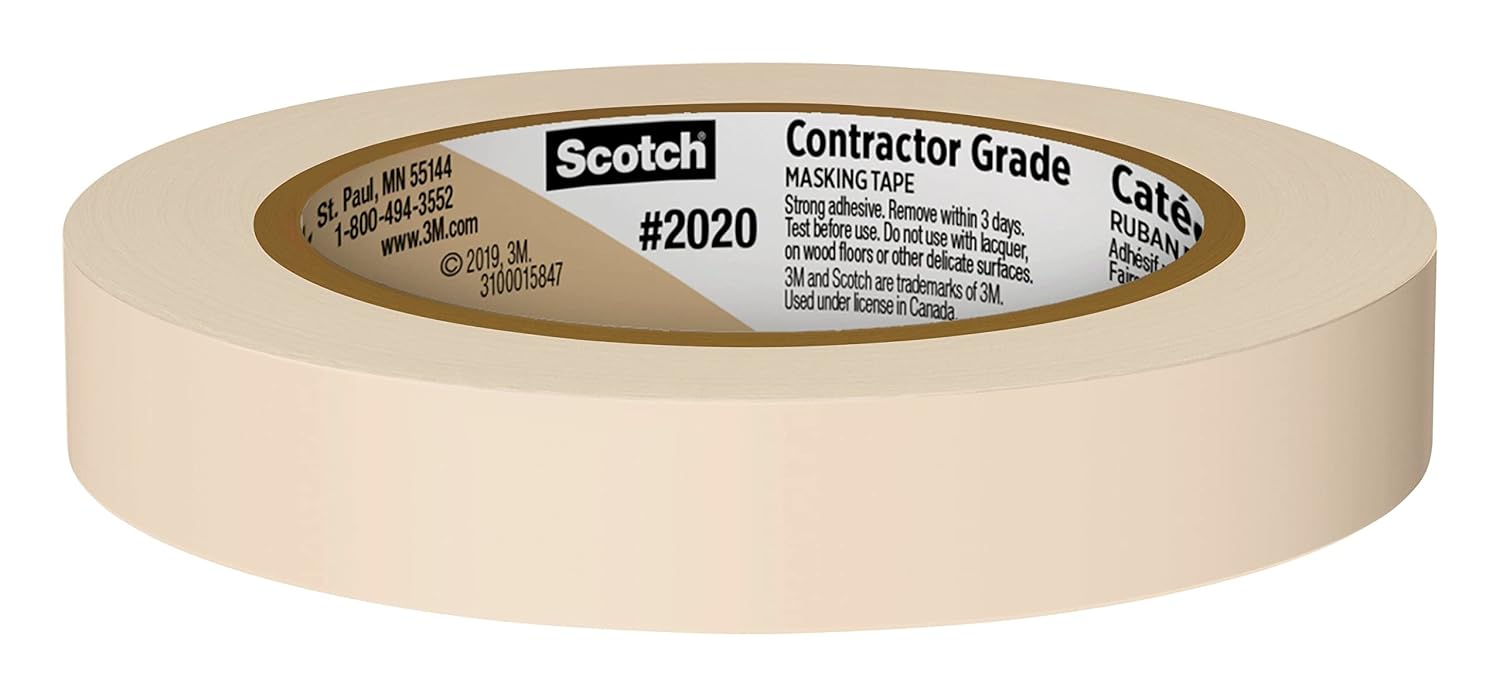 Scotch Contractor Grade Masking Tape, Tan, Tape for General Use, Multi-Surface Adhesive Tape, 0.70 Inches x 60.1 Yards, 1 Roll