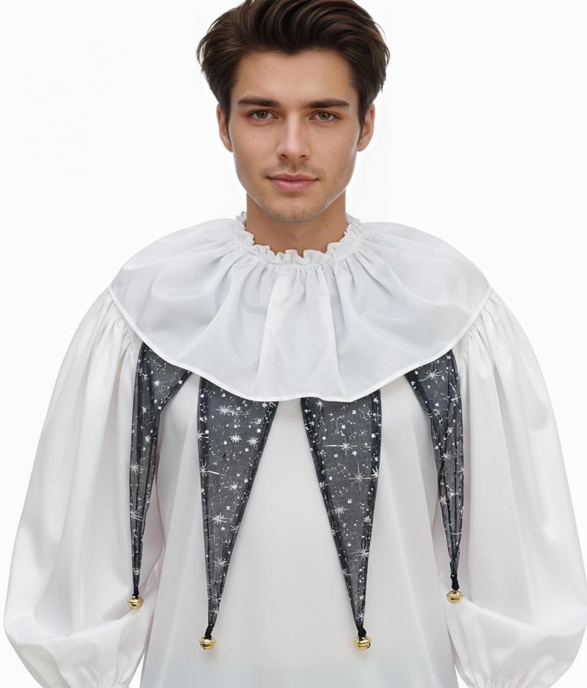 Jester Collar Mesh Pointed Clown Collar with Jingle Bell Adjustable Jester Neck Accessories Costumes, One Size - Image 4