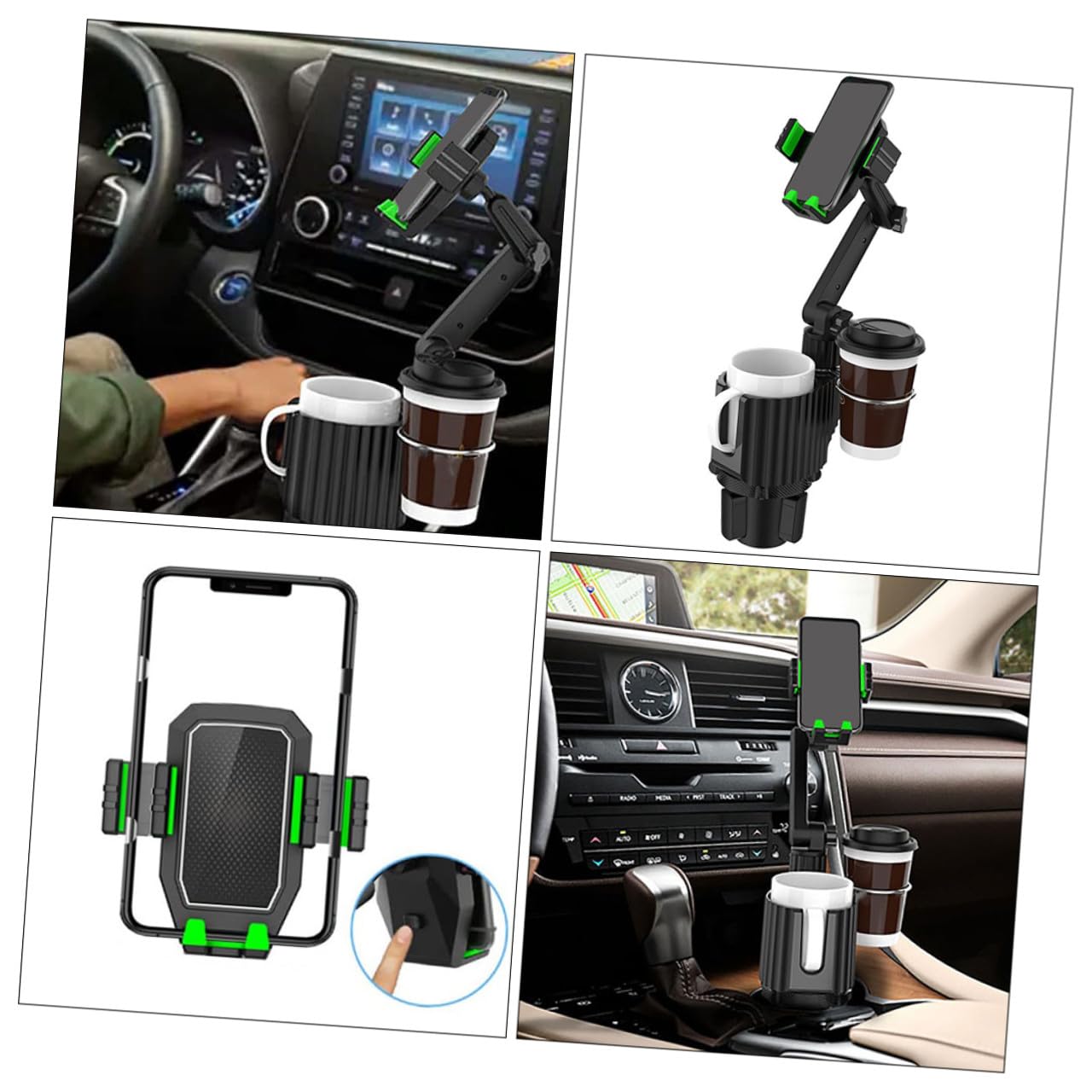 TOPBATHY Soporte para Teléfono con Diseño Material Abs y Metal y Portavasos para Coche Adecuado para Conducción y Carrito de Golf