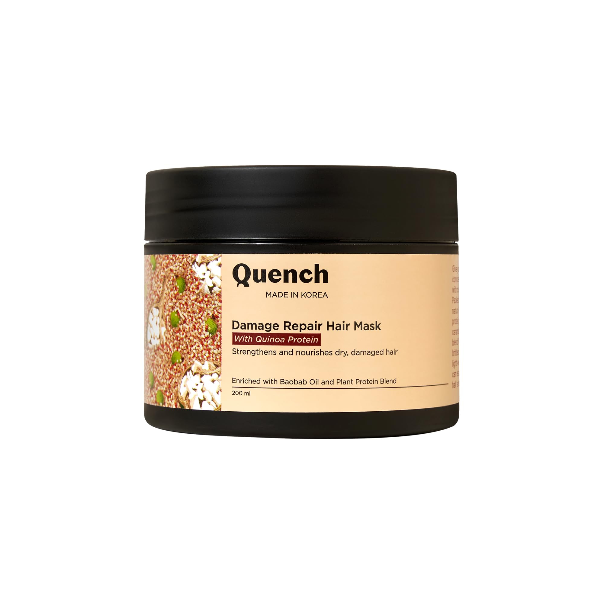QUENCH Damage Repair Hair Mask With Quinoa Protein & Ceramides Cream | Restores Dry & Damaged Hair | Strengthens Hair And Adds Shine | Made In Korea (200Ml)-picture-28