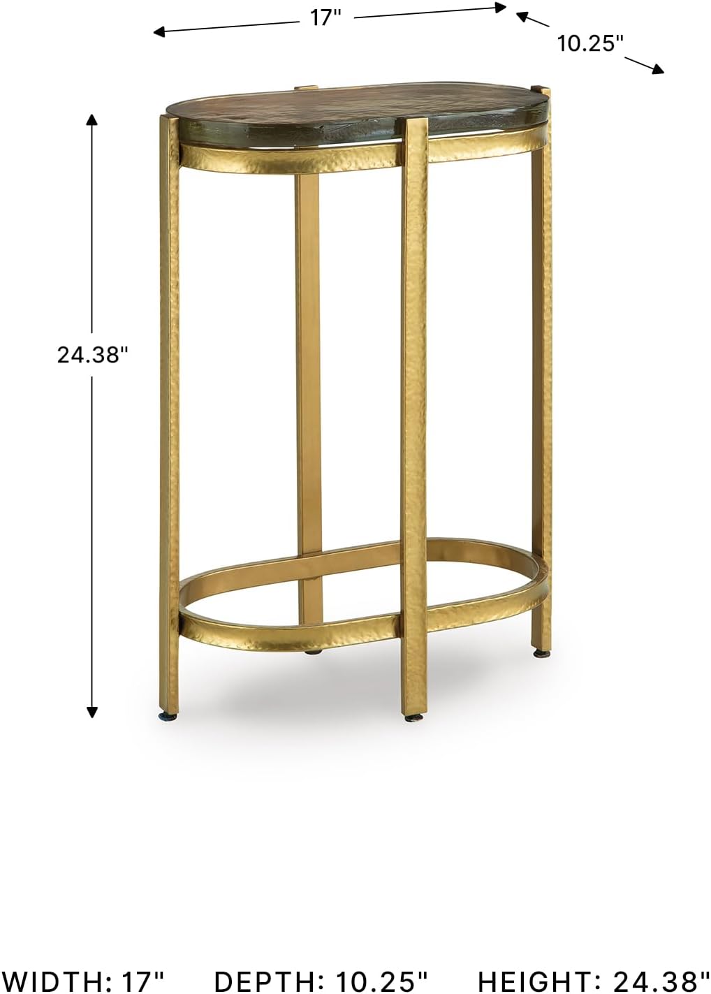 Signature Design by Ashley Porterville Modern Accent Table with Cast Glass Top, Gold