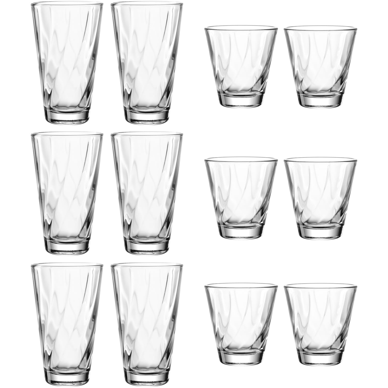 LEONARDO HOME Twist Gläserset, 12er Set, spülmaschinenfeste Saft-Gläser, hochwertige & moderne Trinkgläser, ergonomische, alltagstaugliche & geschwungene Wasser-Gläser, 023592 (Packung mit 2)