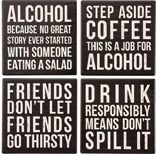 Primitives By Kathy Absorbent Stone Coaster Set, 4-Piece, DAA