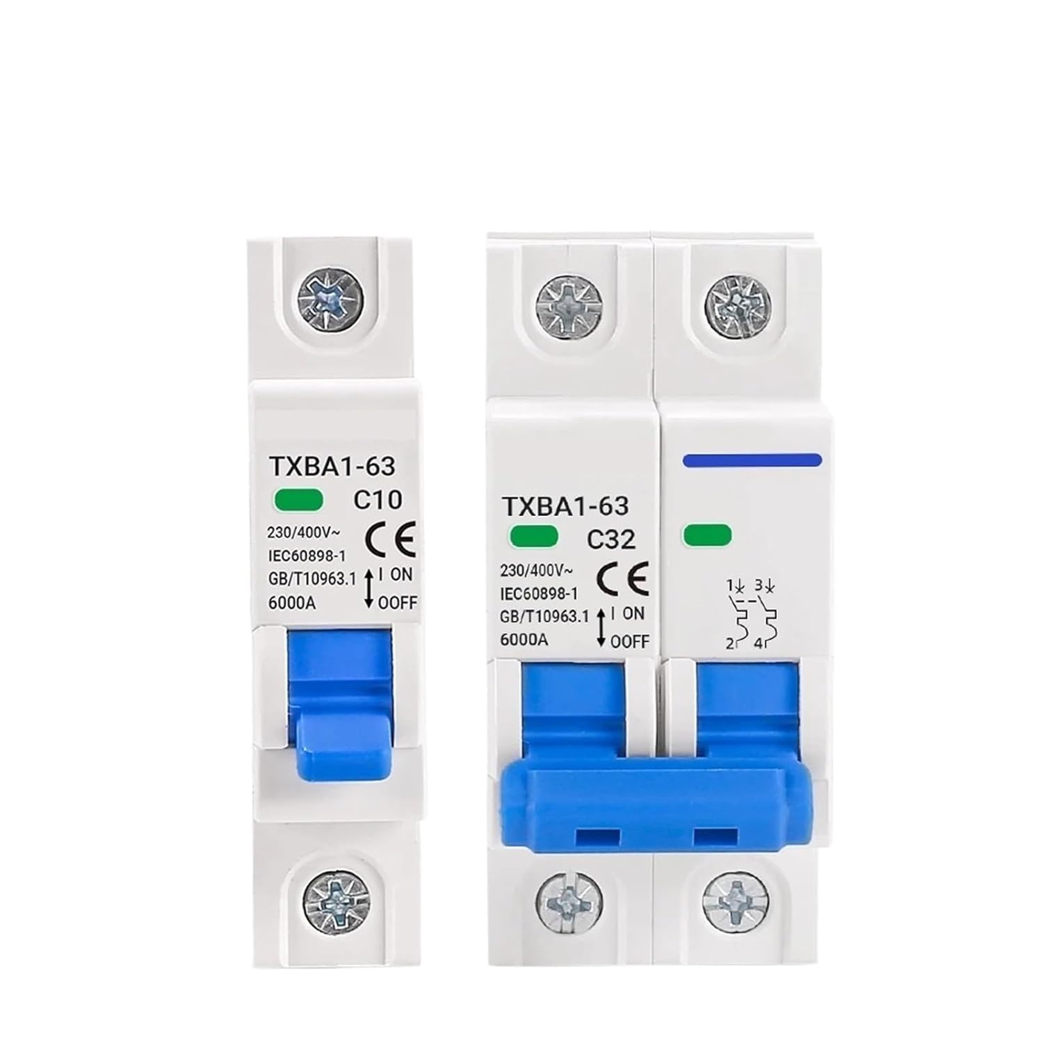 AC MCB 1P 2P 230V 400V 6KA Mini Circuit breaker Air Switch 6A 10A 16A 20A 32A 40A 50A 63A Overload Short Circuit Protect(1P,63A)