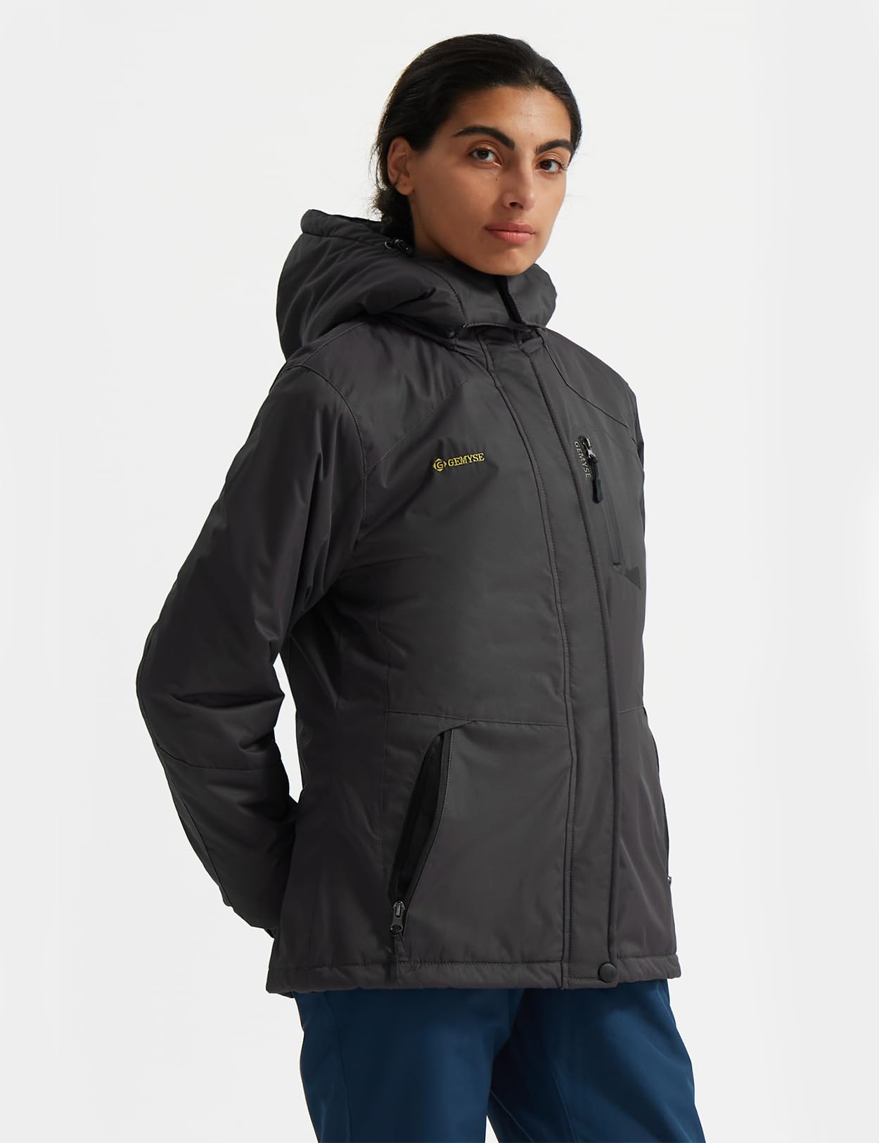 GEMYSE Donna Giacca da Sci impermeabile montagna Giacche Pile invernale antivento Cappotto con Cappuccio