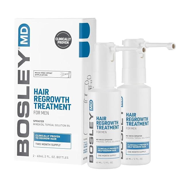 BosleyMD Minoxidil Spray Extra Strength Thinning Treatment Hairspray for Hair Loss and Hair Regrowth for Men and Women