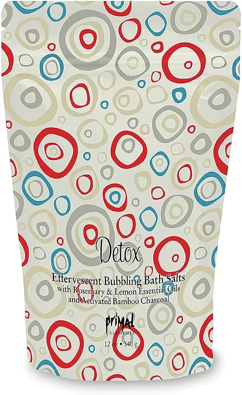 Sais de banho Primal Elements com carvão de bambu e óleos essenciais, fragrância Detox, pacote com 340 g