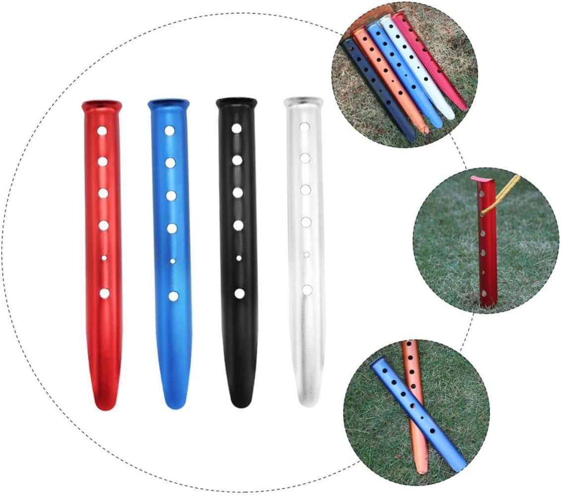 Cabilock 4 Pack Metal Tent Stakes 12.20In Ground Stakes for Camping Tents Canopy Awning Outdoor Tent Pegs Lightweight Fixing Stakes for Grass and Ice