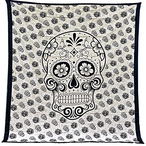 Tapiz Mandala para Pared 100% Algodón de la India de 210X240 cm. Tapices Indios de Decoración con Múltiples Aplicaciones: Cubrecama, Cubre sofá, Mantel, Pareo, Foulard, Picnic, Colcha, Toalla Playa.