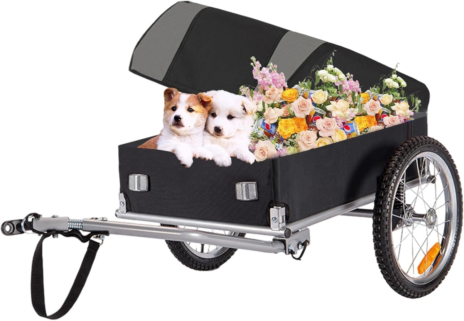 Bike Cargo Trailer with Removable Cover, Bicycle Wagon Trailer with 16" Wheels & Quick Release Universal Coupler, Luggage Wagon