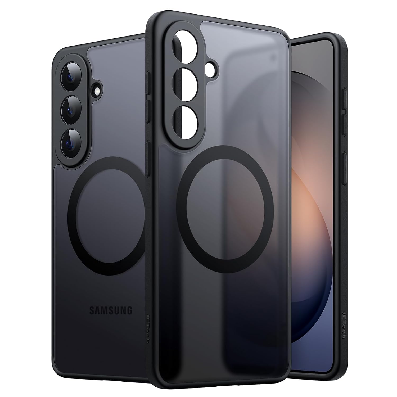 JETech Magnetic Cover Case for Samsung Galaxy S26, Compatible with MagSafe, Camera Lens Full Protection, Translucent Matte Back Shockproof Phone Cover (Black)