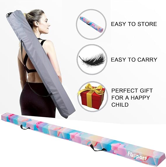 FBSPORT Folding Balance Beam, 6FT/8FT Gymnastics Floor Beam | Non slip rubber base, Gymnastics Beam for Home Training/Practice/Physical Therapy, For kids & adults, Folds for storage