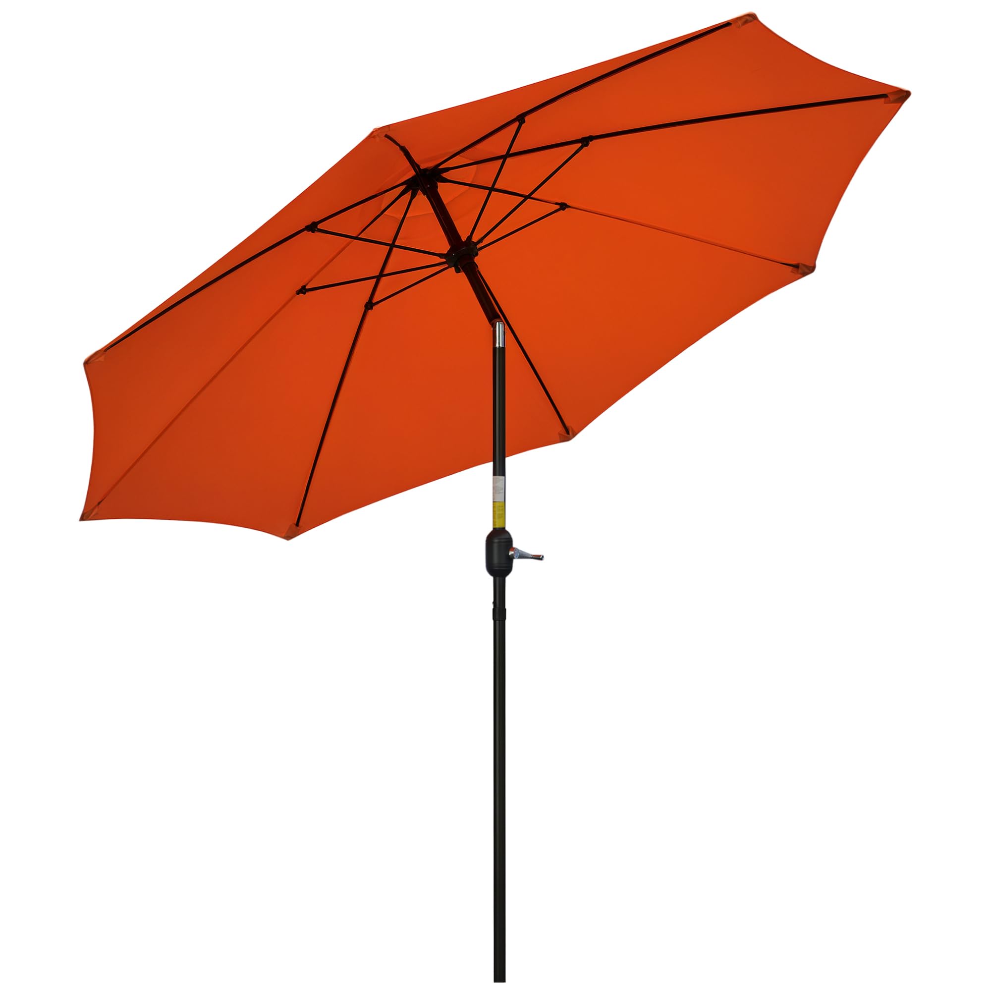 Outsunny Orange 2.6M Patio Parasol Sun Umbrella, Tilt Shade Shelter Canopy With Crank 8 Ribs Aluminium Frame, | Aosom Uk