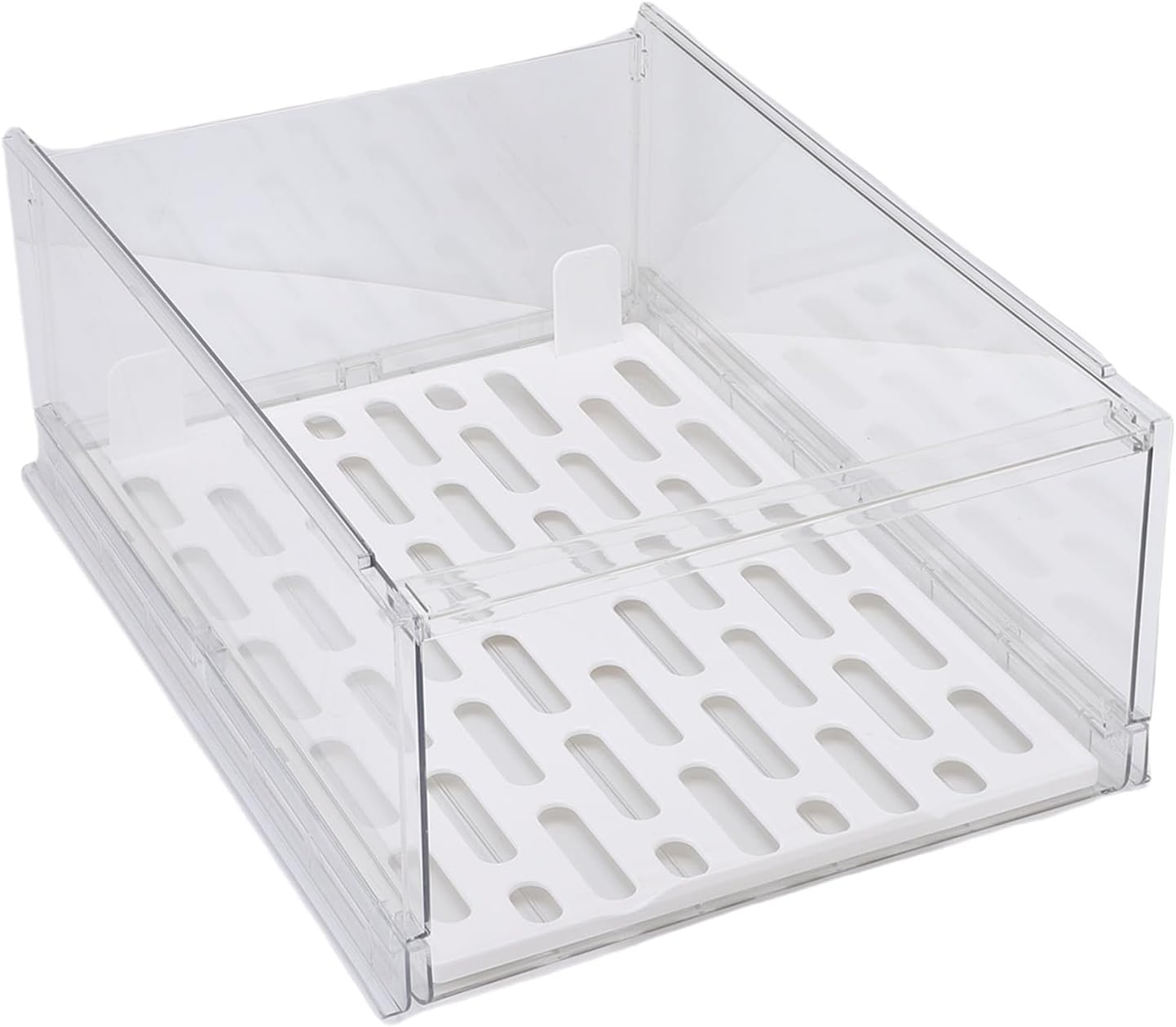 Srliya Closet Storage Box Clear Stackable PET Shelf Organizer Drawer Smooth Glide for Wardrobe Kitchen 16.7x12.0x6.5in