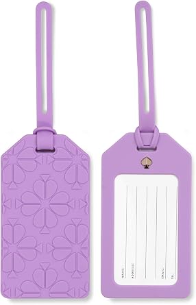 Kate Spade New York Purple Silicone Luggage Tag with Strap, Spade Flower Purple