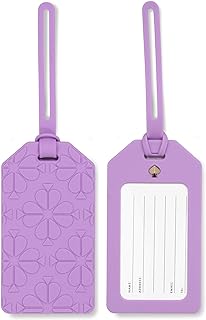 Etiqueta de silicona para equipaje con correa, flores moradas | Identificador de valija resistente al agua con cierre de bucle y diseño floral para viajes y aeropuertos