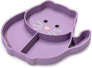 melii Silicone Suction Plate for Babies & Toddlers | Divided Baby Led Weaning Plate, BPA-Free, Non-Toxic, Dishwasher & Microwave Safe, Fits Most High Chairs, 6+ Months Cat
