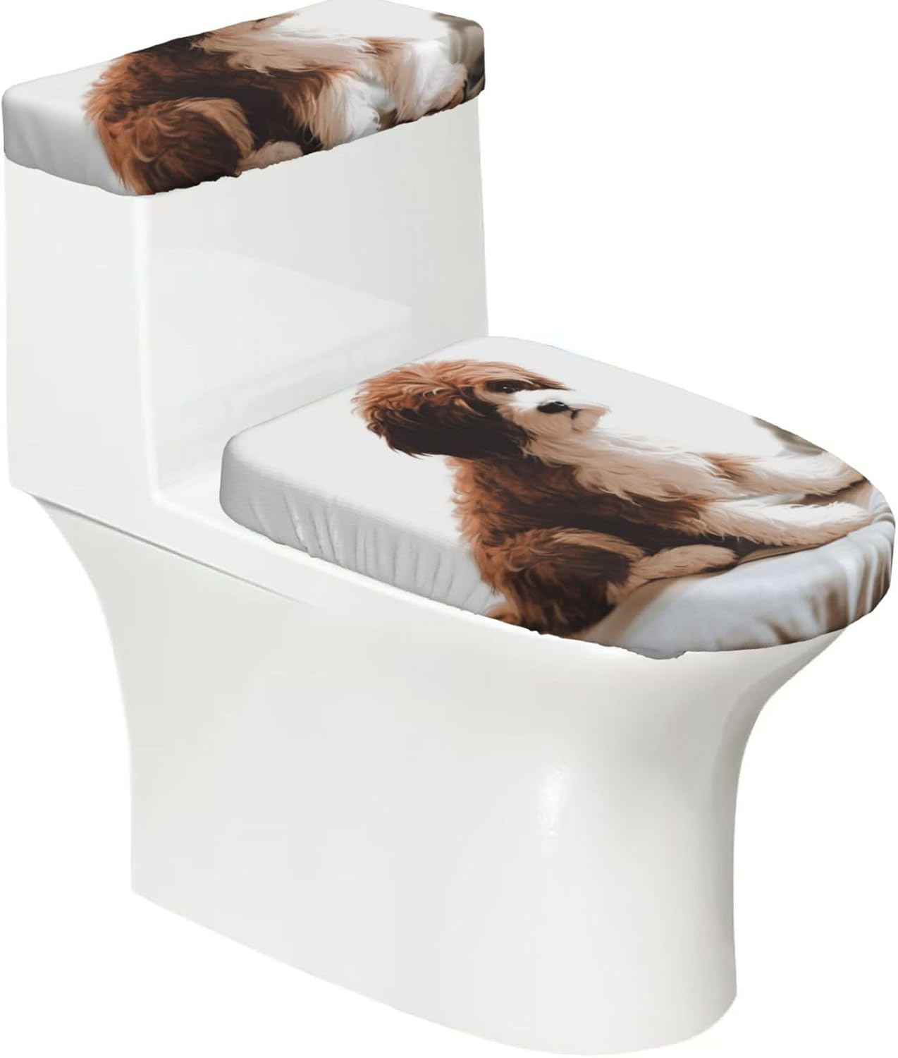 2 Pcs Toilet Lid Cover And Toilet Tank Cover Washable For Bathroom Decor