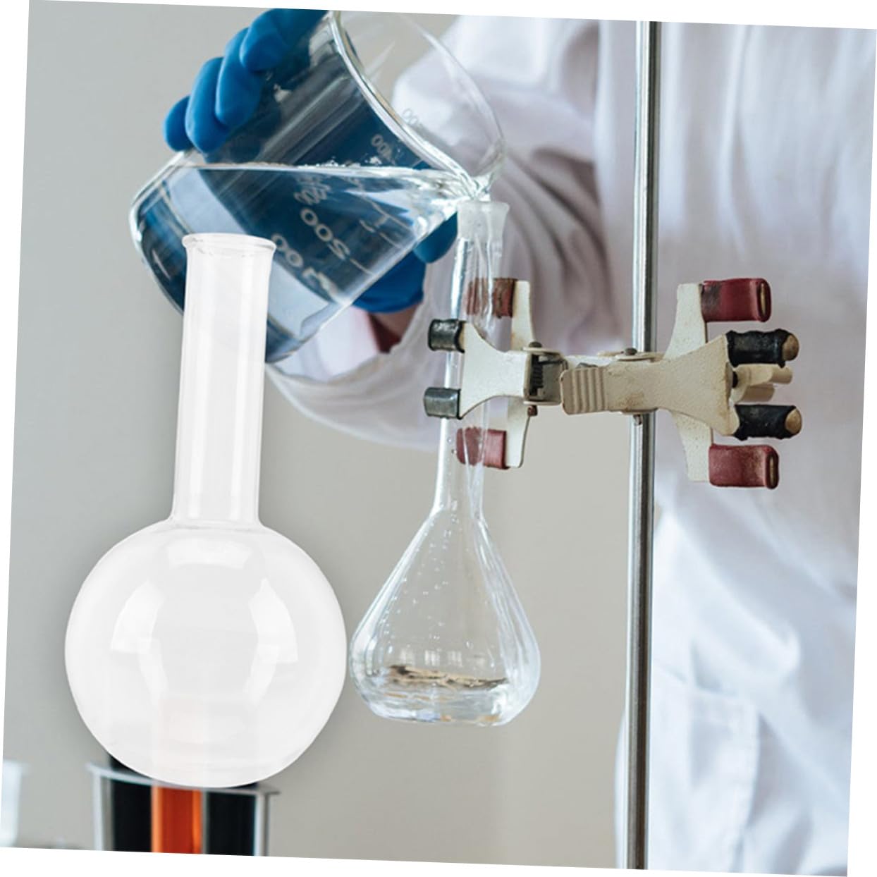 Flacon Léger et Transparent 2pcs pour Expériences Chimiques en Verre à Fond Rond pour Études Scientifiques et Écoles