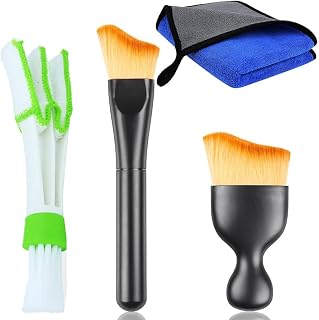 car detail kit, soft car interior, cleaning brush and microfiber towel, dust-sweeping soft brush for interior, exterior, air vents, dashboard, seat flap, inner groove