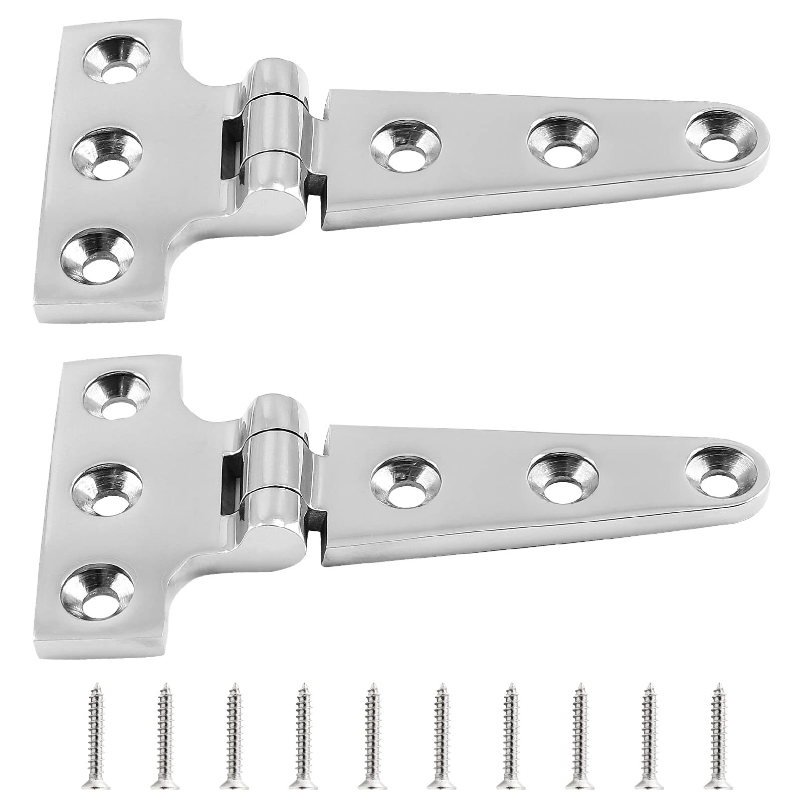 2 PCS Marine Strap Hinge 4 inch T Strap Hinges,Stainless Steel Trailer Hinge,Heavy Duty T Hinge for Boat/Post Gate/Door