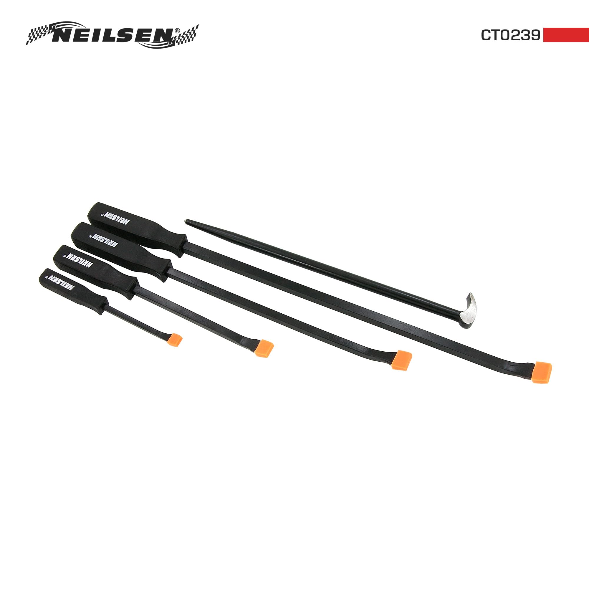 Neilsen CT0239 - Set di leve con manici arancioni, include barra a testa cilindrica, 5 pezzi, colore: nero