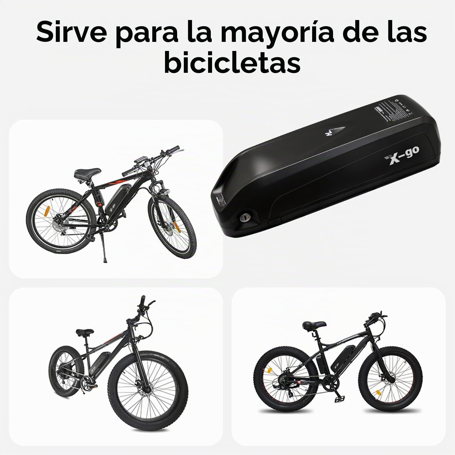 X-go Bateria Bicicleta Electrica 48V 36V/ 10AH 13AH 15AH con Cargador y Placa Base 4-Pin/5-Pin, Batería Ebike Li-Ion para Motor 50W-1000W