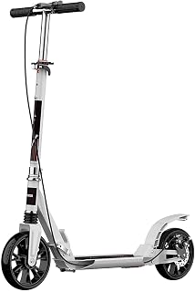 MYAOU Kids Scooter Big Wheel 200 mm Folding Urban Scooters with Kick Stand Brake for Adults & Children Adjustable Height, White