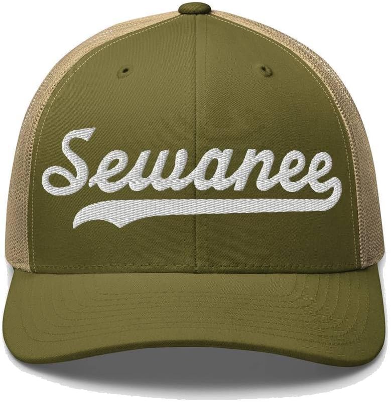 Sewanee Hat Sewanee Trucker Hat Baseball Script Embroidered Cap Vintage Sports Mesh Swoosh Gift Souvenir Headwear TN