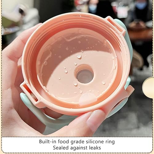 Miniatura 3 de Kawaii Bear - Botella de agua con popote, con calcomanías, botella portátil de dibujos animados con popote y lazo de transporte, correa ajustable