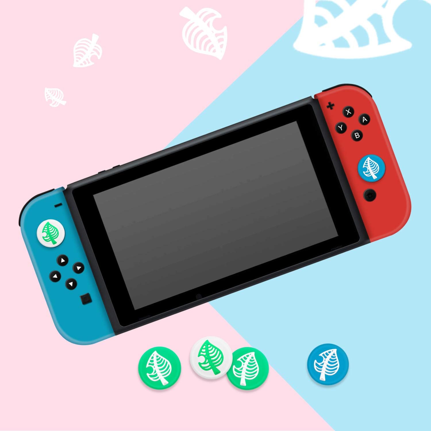 RGEEK 6PCS Leaf Joystick Thumb Caps for Nintendo Switch & Switch Lite, Thumb Stick Grips Analog Stick Cover, Soft Silicone for Joy-Con Controller