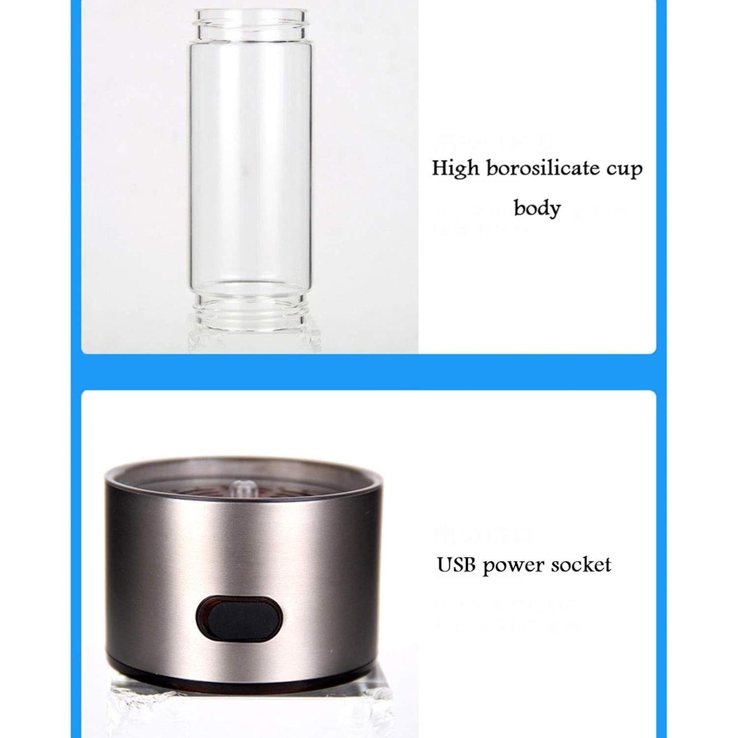 320ML Hydrogen-Rich Water Cup 3 Minutes Micro-Electrolysis Water Glass Alkaline Water Purifier for Office Travel