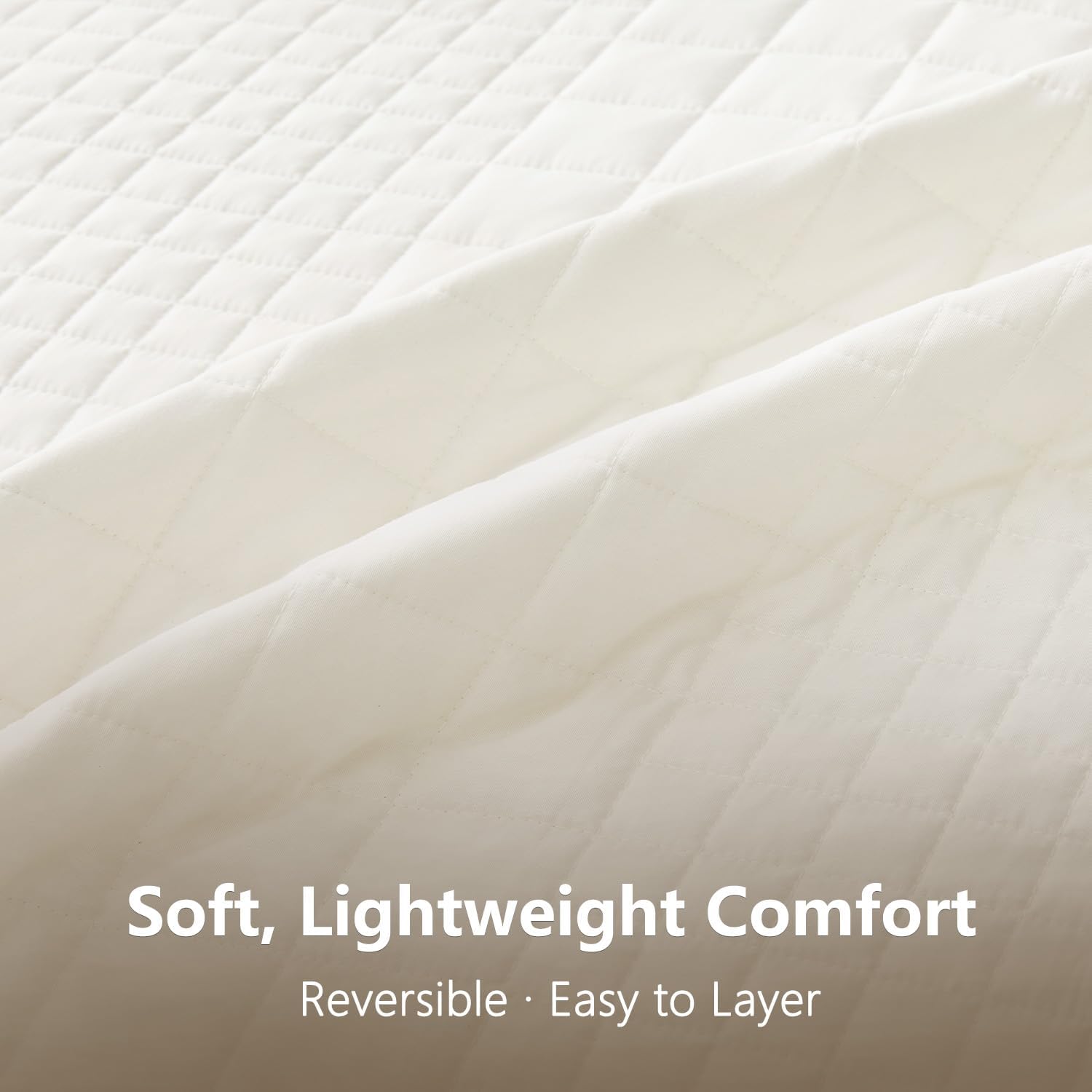 Oversized King Bedspreads 128x120, Grid Stitch, Cream