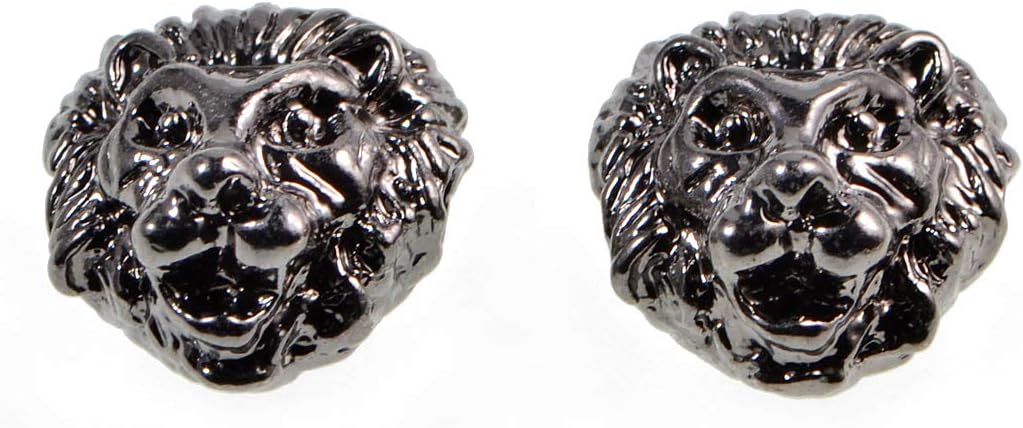 10pcs Solid Metal 12x12mm Lion Head, Gunmetal