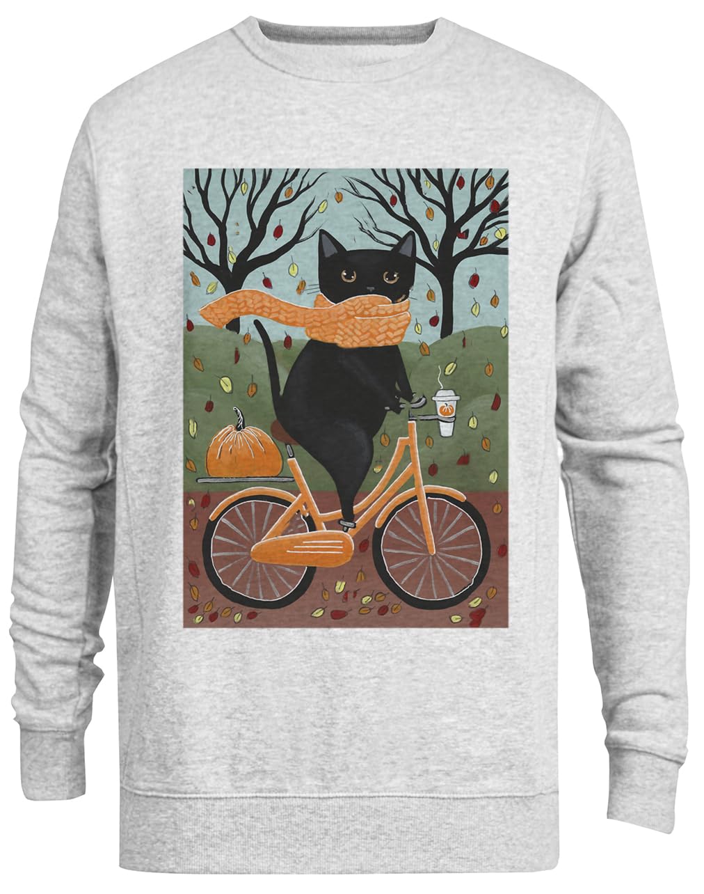 Pull ras du cou gris de qualité Balade à vélo en Automne Noir - 3
