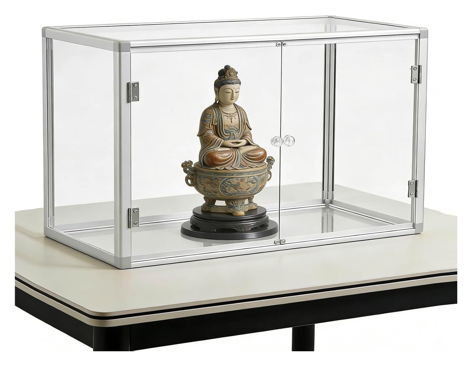 Wunilatev Perspex Clear Cases, Acrylic Display Box For Figures 2 Doors Aluminum Frame Transparent Multiple Sizes(40x25x25cm(16x10x10in))
