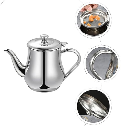 Miniatura 7 de Angoily Contenedor de grasa de tocino con colador, olla de acero inoxidable, lata de grasa de aceite con tapa, filtro de grasa para almacenar carne