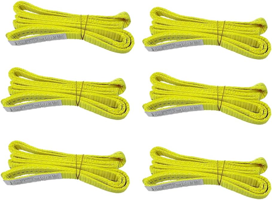 6 Pack 1" x 6' Polyester Lifting Slings, Twist Eye Web Slings, Lifting Strap for Hoist, Heavy Duty Rigging Straps, 1600 lbs Vertical Rigging Moving Towing Hoisting Work Gear