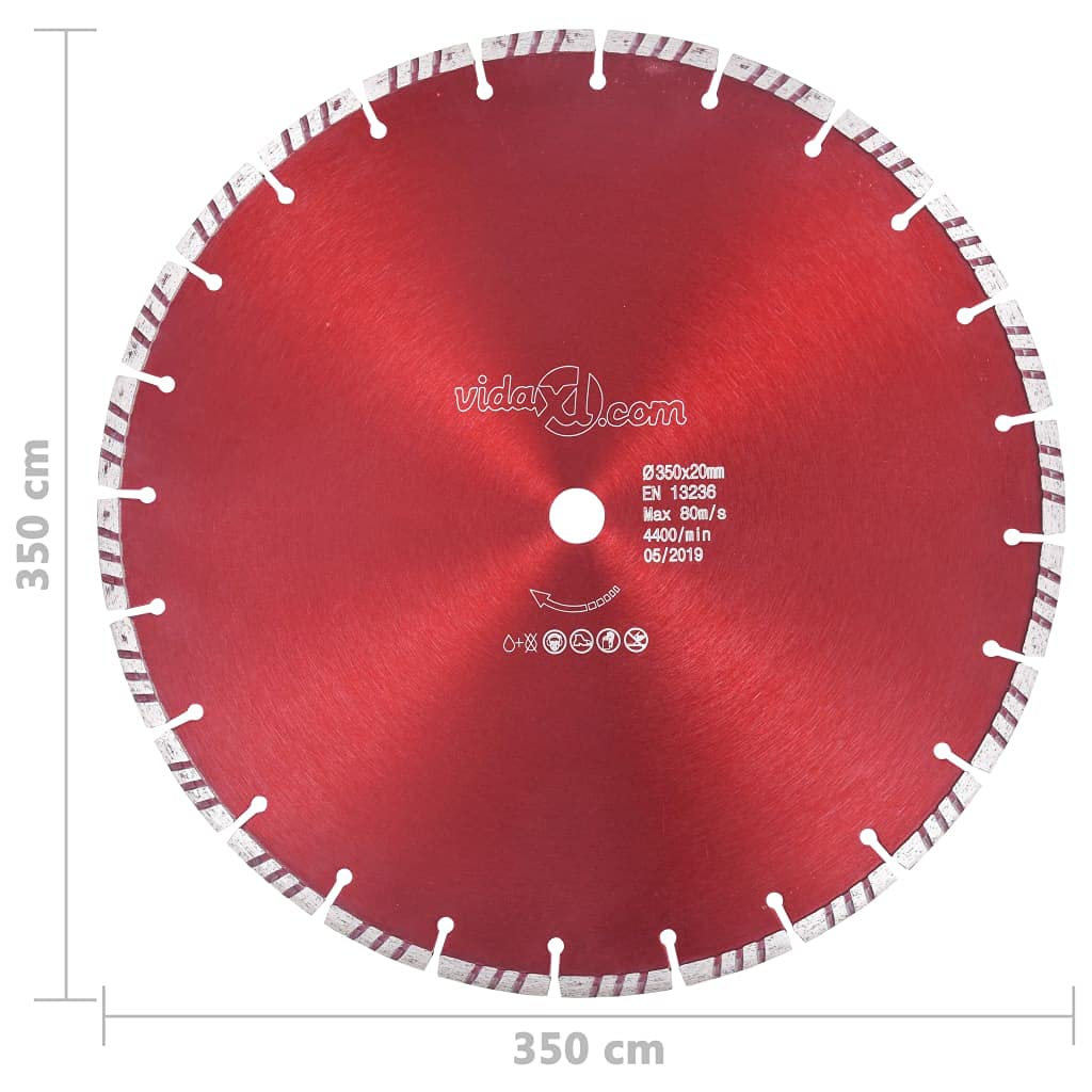vidaXL Disco da Taglio Diamantato con Turbo Robusto Preciso Sottile Calcestruzzo Granito Mattoni Lama per Sega Smerigliatrice in Acciaio 350 mm