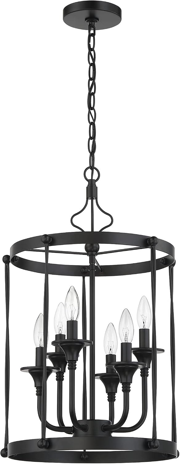 Craftmade Jolenne 6 Light Cage Foyer Pendant, Flat Black, 57036-FB