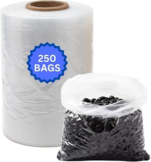 LDPE Clear Poly Bags on a Roll - 250 bags - 8"x4"x18" - 1.0 Mil Thickness - Ideal for Food Storage: Meat, Beans, Cookies, Bakery, Grocery Needs, and Small Business Packaging - Natural Color