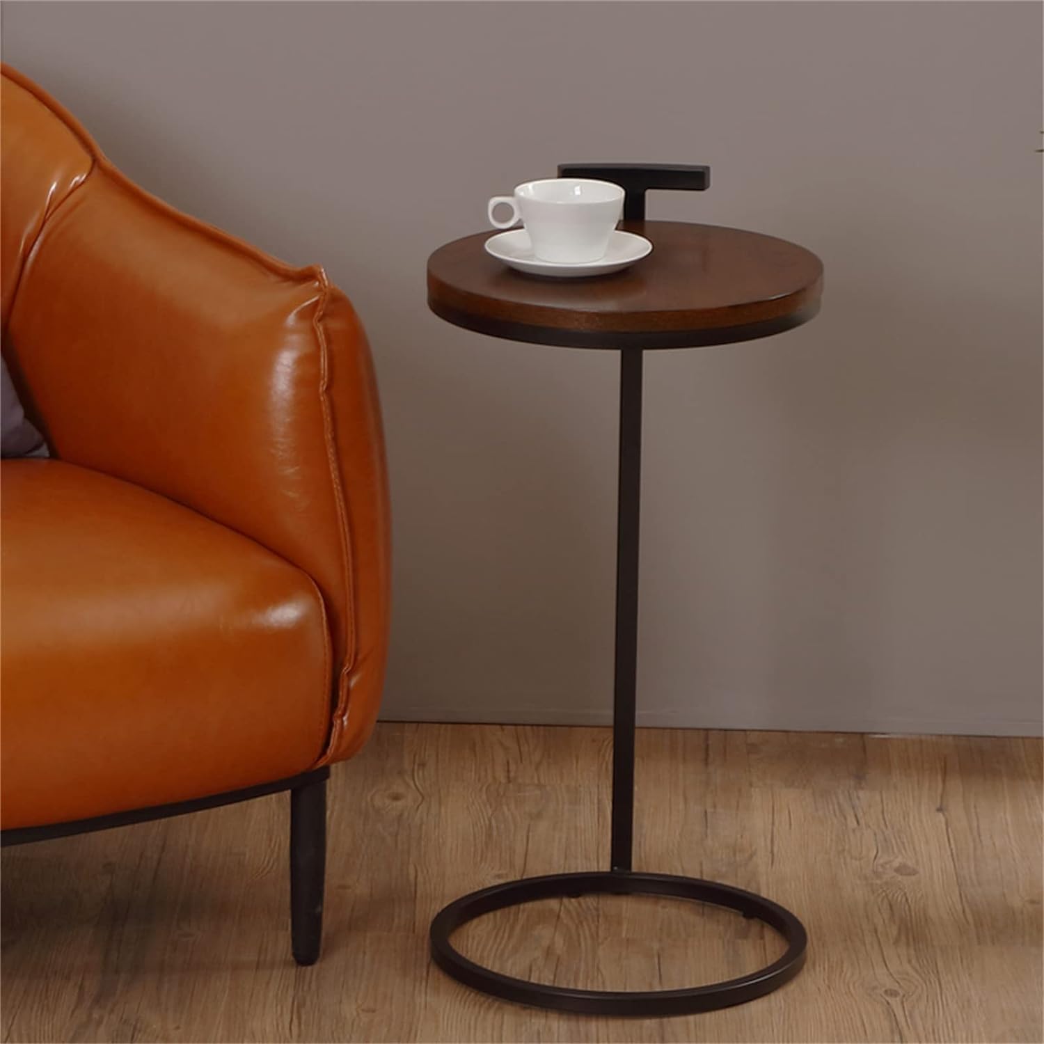 Aimery Office End Table Round Sofa Table, Side Table with Table Top, Iron Frame, Stand Snack Table for Reading Room Balcony Clothing Store (Color : C, Size : 34.5 * 34.5 * 69.5CM)