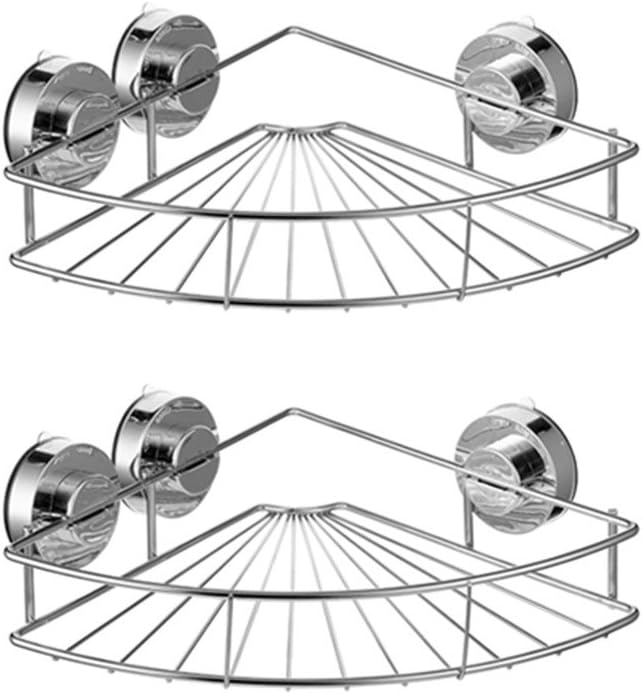 2pcs Bathroom Corner Shelf Shower Caddy Vacuum Suction Bath Storage Rack Holder Stainless Steel Wall Corner Organizer