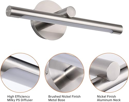 Miniatura 6 de JUSHENG Luz de imagen cableada de 24.21 pulgadas, luces de imagen para pinturas de níquel cepillado, luz de pared de galería de metal completo,