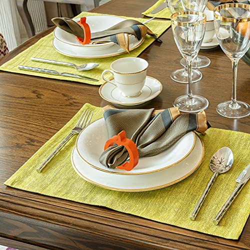8 Pieces Wooden Easter Bunny Napkin Rings Wooden Christmas Thanksgiving Halloween Elk Pumpkin Dinner Easter Napkins Ring Table Dinner For Party Decoration (Pumpkin, Orange) #TOP6