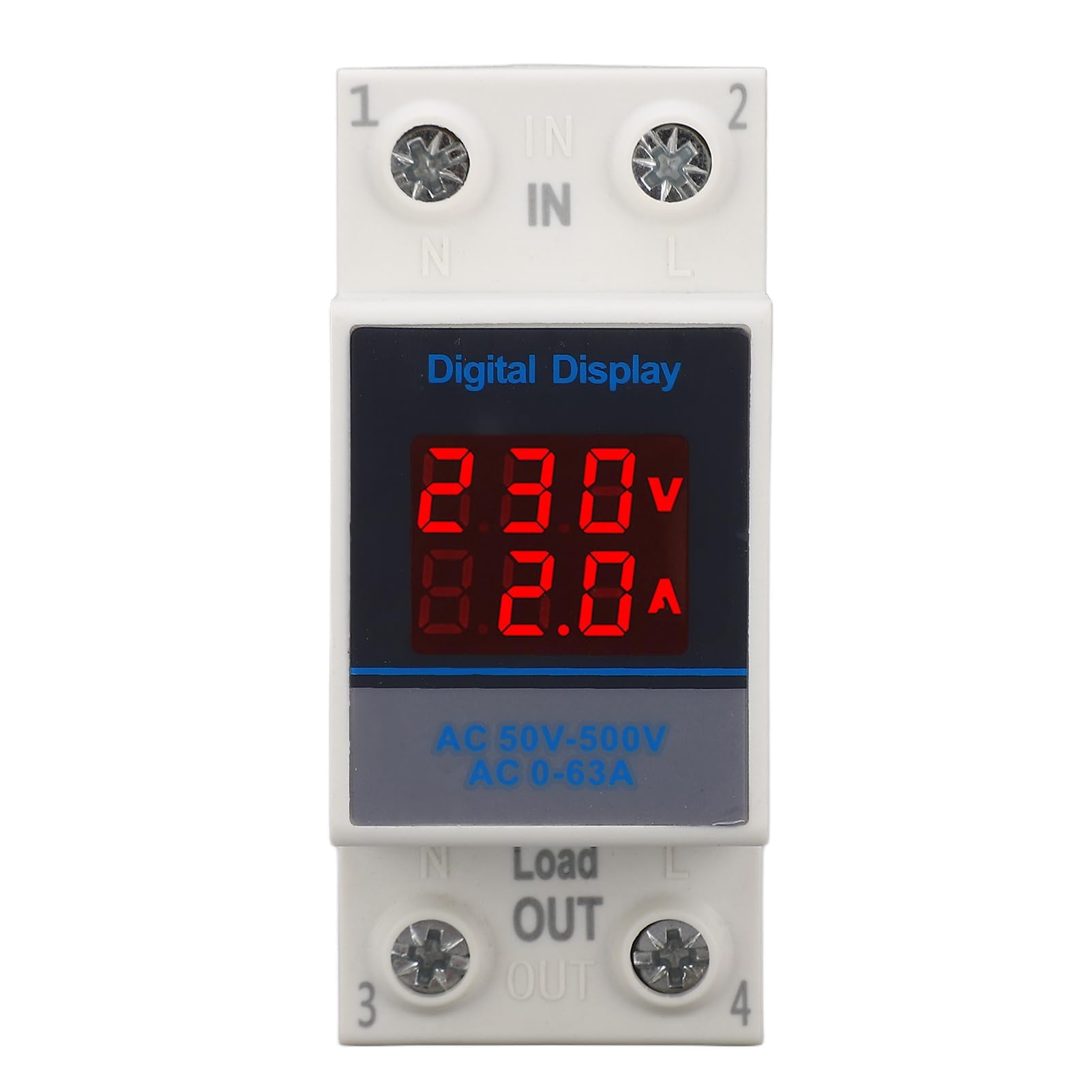 Amperometro Monofase Guida DIN Misuratore Tensione CA Corrente Display Digitale AC50-500V