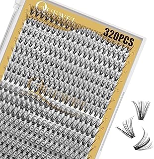 320Pcs Individual-Lashes QUEWEL Cluster-Lashes 40D D Curl MIX9-16mm Individual Lash Extension Lash-Clusters DIY Eyelash Extensions For Home Use (40D 0.07D MIX9-16mm)