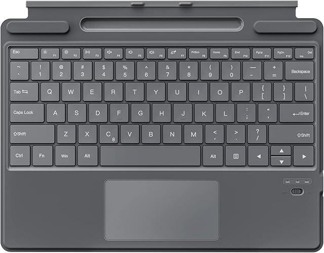 MoKo Type Cover Fits Microsoft Surface Pro 9 & Pro 9 13" 2022 / Pro 8 2021 / Pro X, Lightweight Slim Wireless Bluetooth Keyboard with Two Button Trackpad and Built-in Rechargeable Battery, Dark Gray