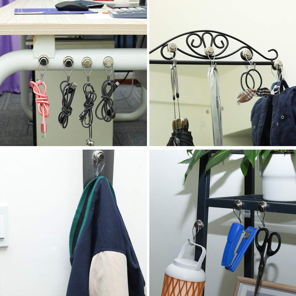 Tор Rаtеd MHDMAG Swivel Swing Magnetic Hooks, Heavy Duty Magnet Grill Hooks Refrigerator with Neodymium Rare Earth for Picture Hanger, BBQ, Home, Kitchen, Office,Wall, Garage or Warehouse, 8 Pack G25