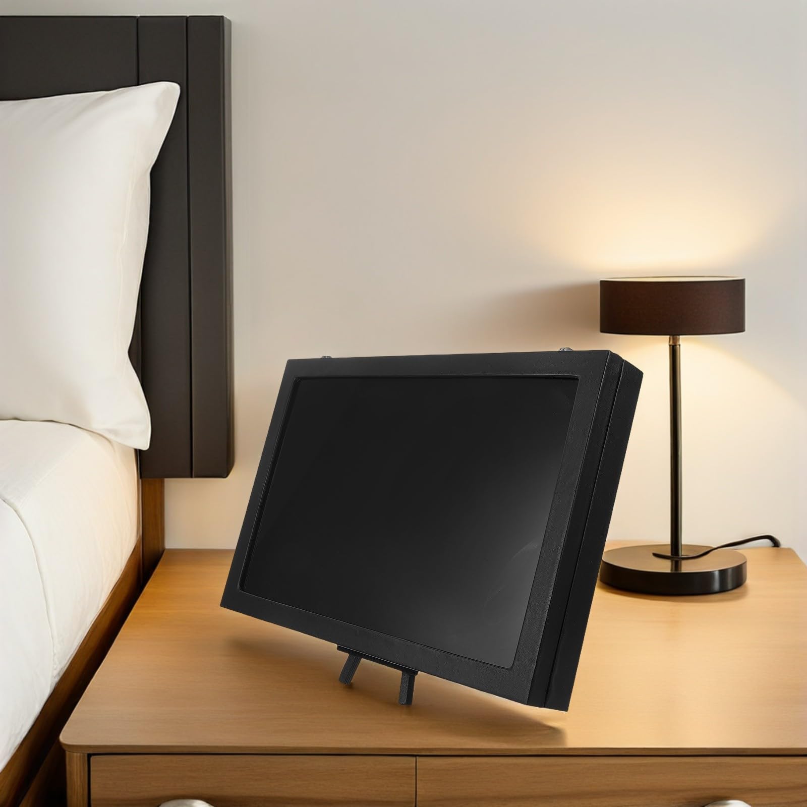 SHINEOFI Elegantes Stiftgehäuse aus Acryl und Holz mit Emailleplatten Sammlerkasten für Anstecknadeln und Pin Sammlung Tischständer und Wandmontage Möglich